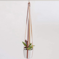 Fashion custom imitation  leather hanging wall geometric plant pot holder